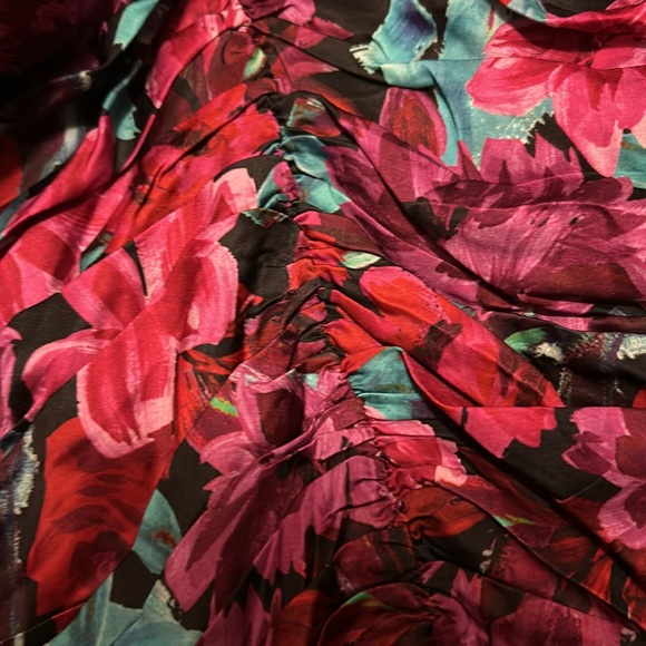 For Love & lemons pattern floral body on dress vneck summer flattering XS - Picture 5 of 7